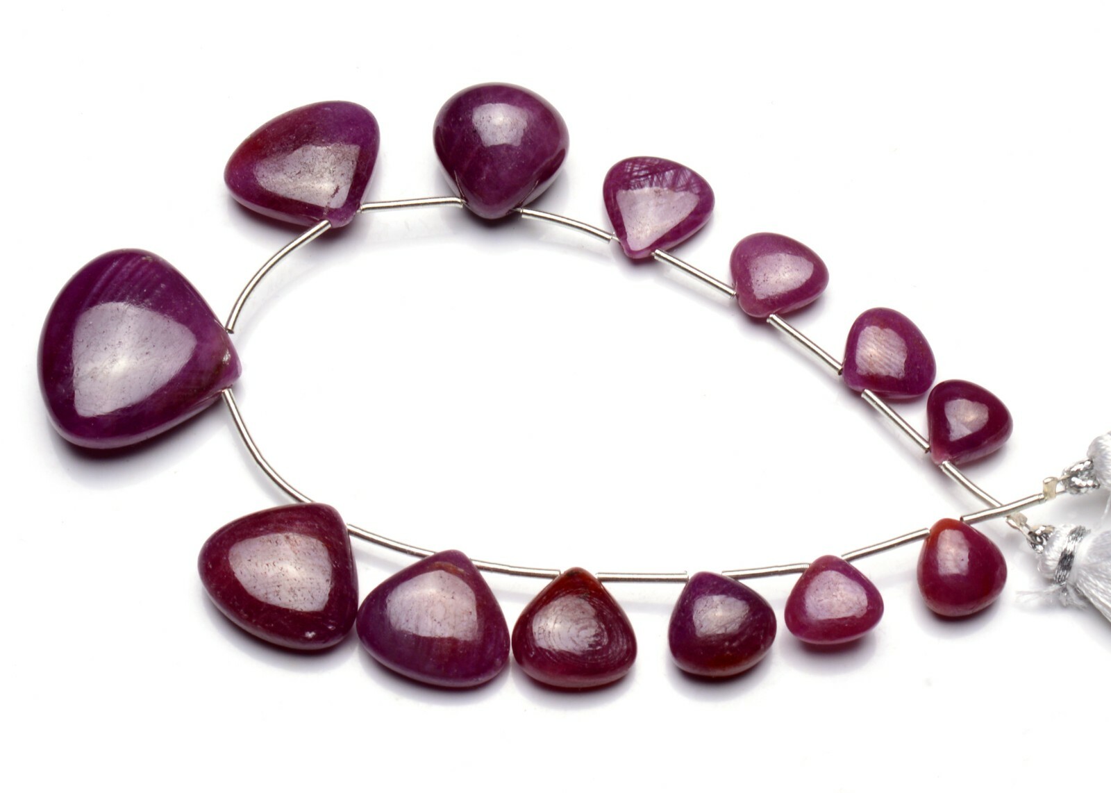 Natural Gem Myanmar Ruby 8 to 21MM Size Smooth Heart Shape Briolette Beads 7.5″