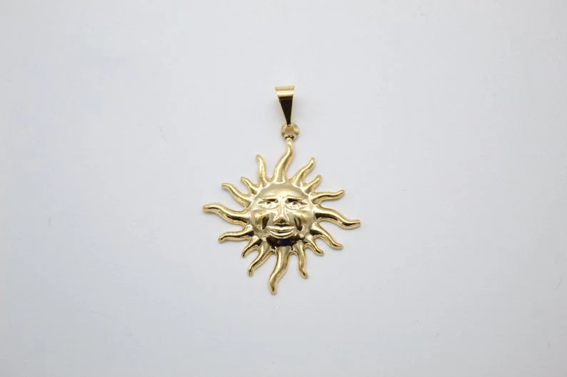 18K Gold Filled Dainty Celestial Sun Charm Pendant (A23)