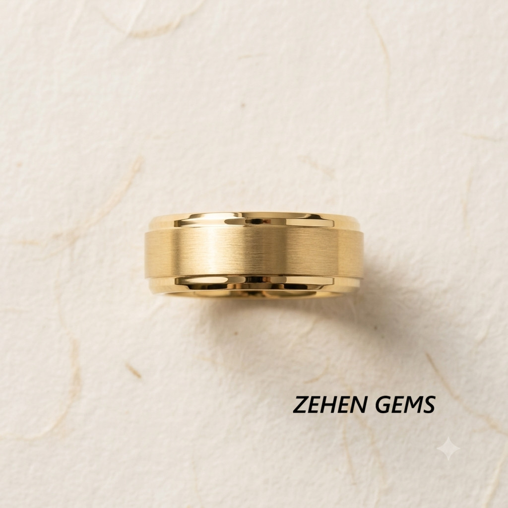 Lab created 925 Sterling Silver Gold Plated Men’s Wedding Band Ring