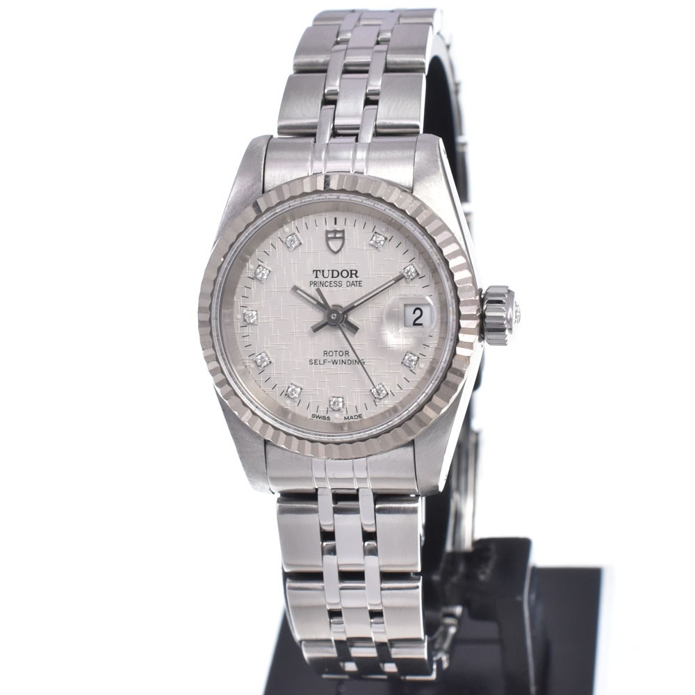 with paper TUDOR Princess Date 92414 10P Diamond Automatic Ladies Watch K#147915