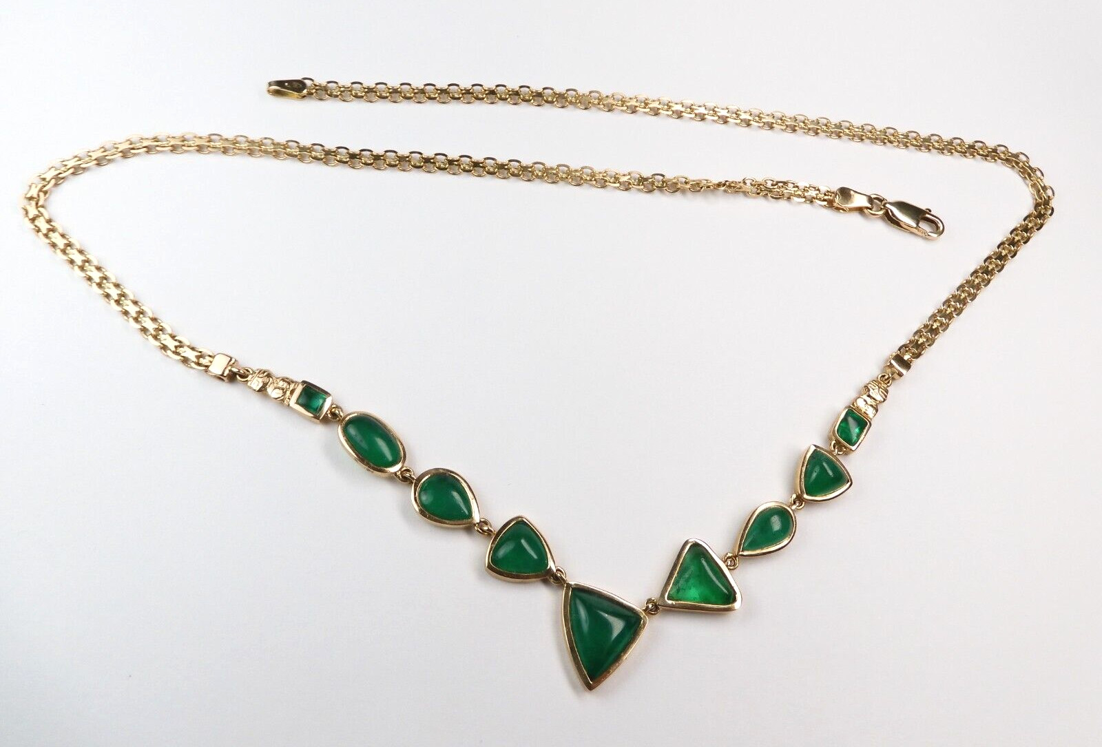 Colombian Emeralds Necklace 6.50 Cts 18K Yellow Gold Pre-Colombian Style Fine