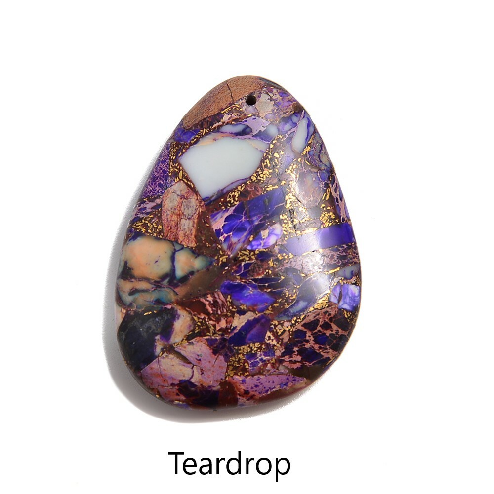 Purple Sea Sediment Jasper Pendant Teardrop or Irregular Shape Approx 30x40mm
