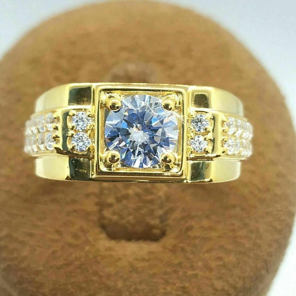 2.30Ct Lab Created Diamond Halo Engagement Ring 14K Yellow Gold Finish