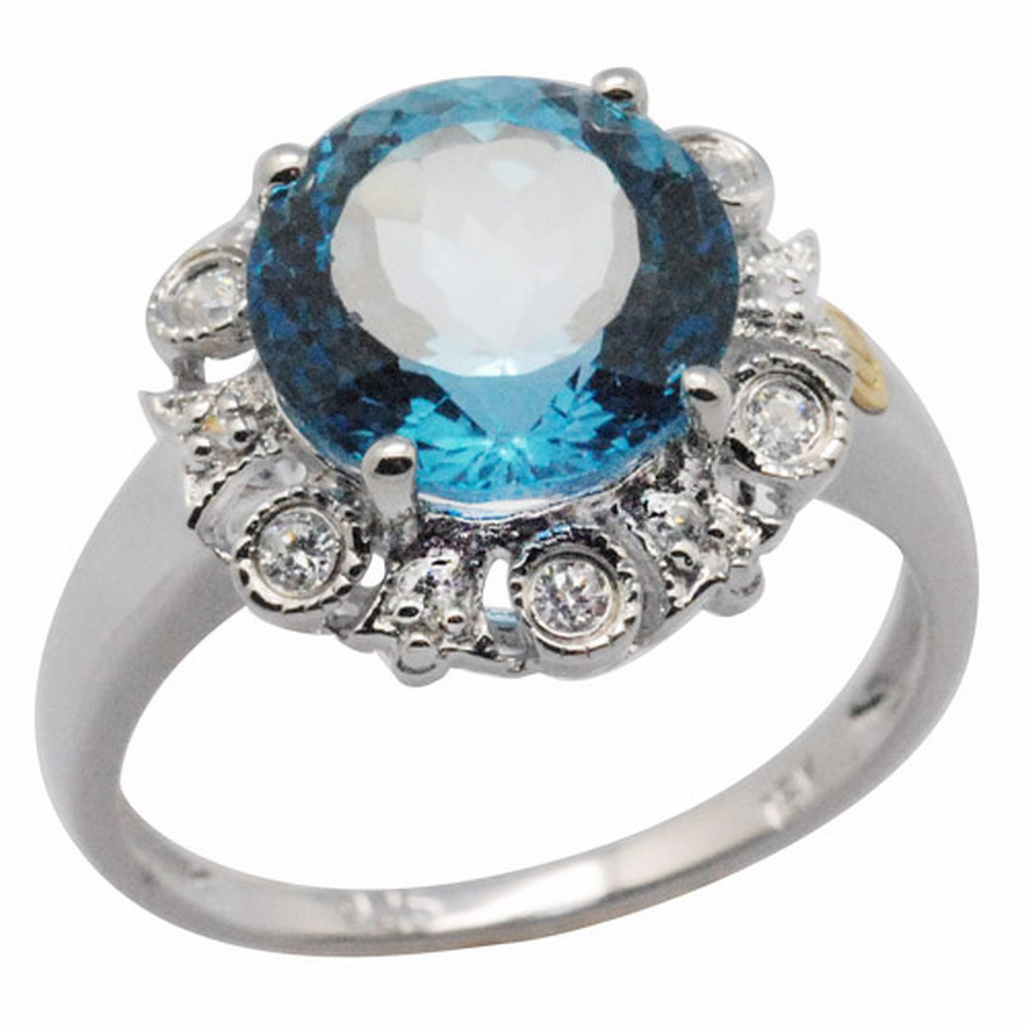 De Buman Sterling Silver 4.84ctw Genuine Swiss Blue Topaz Ring, Size 7