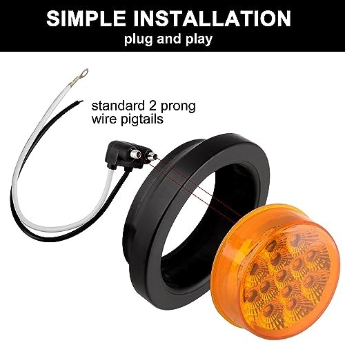 Konrali 16Pcs 2.5″ Round LED Marker Lights Amber 13 LEDs w/Reflectors, 2 1/2″