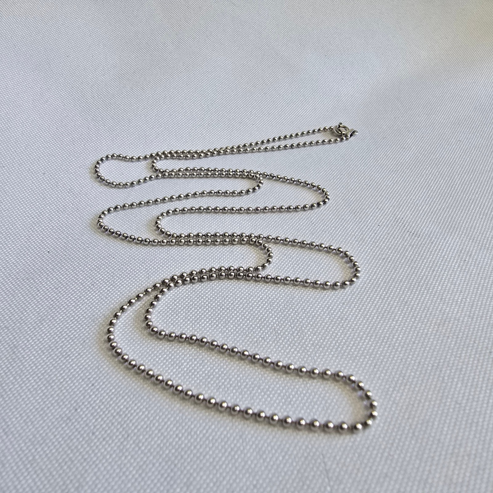 Sterling Silver Necklace 7.71g Fine Jewelry 30″ Ball Chain Spring Ring