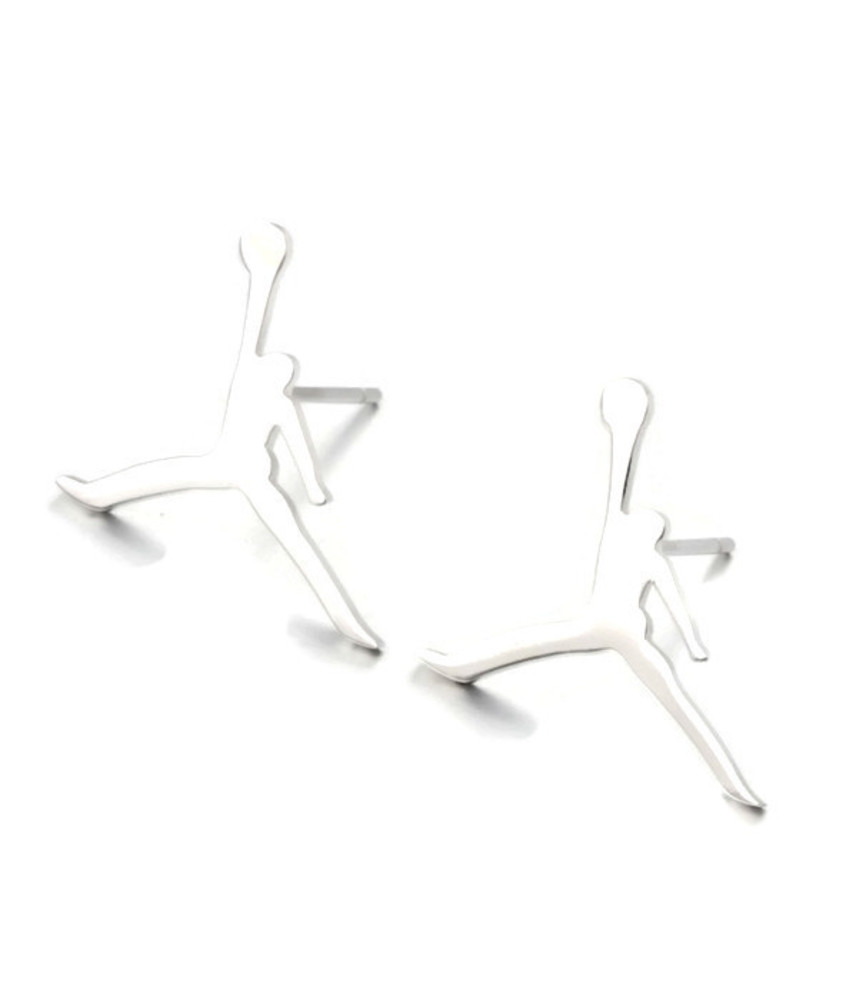 MICHAEL JORDAN STAINLESS STEEL SILVER COLOR GOLD COLOR 2 PAIRS STUD EARRINGS