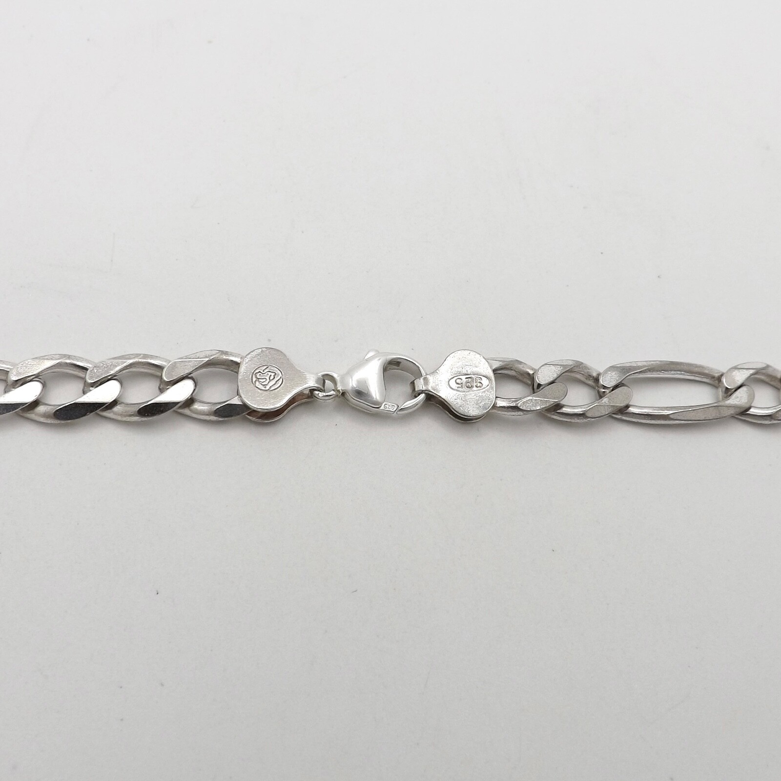 Sterling Silver Figaro Link 8mm Chain Necklace 925 Italy 30in Long Slip On 59gr