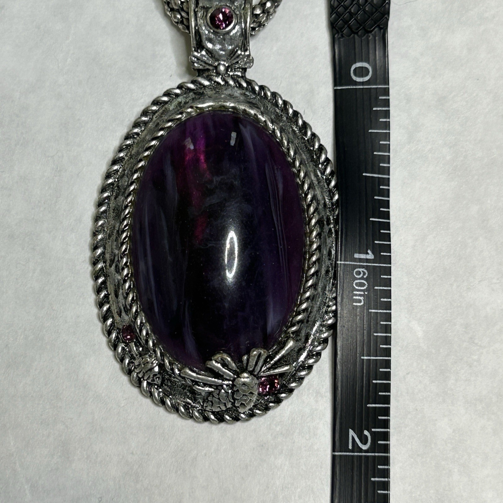 Faux Amethyst Pendant Necklace Faux Agate Silver Tone Coldwater Creek