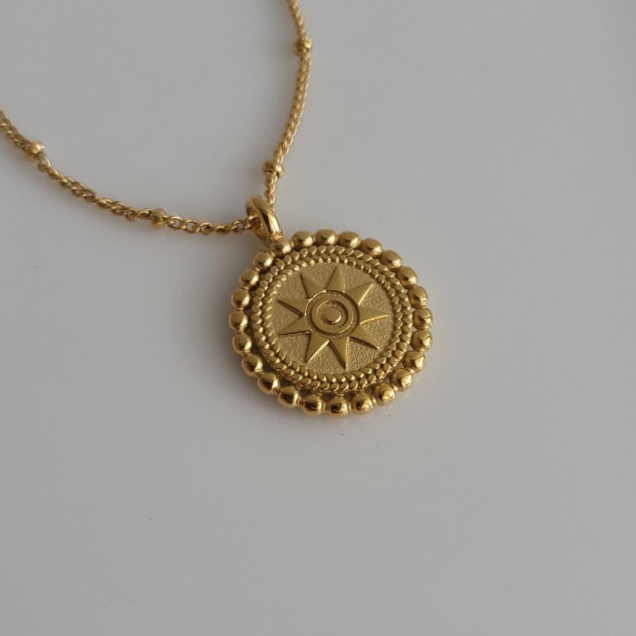 Sun Necklace Sundial Celestial Astrology Pendant Necklace 18k Gold Plated