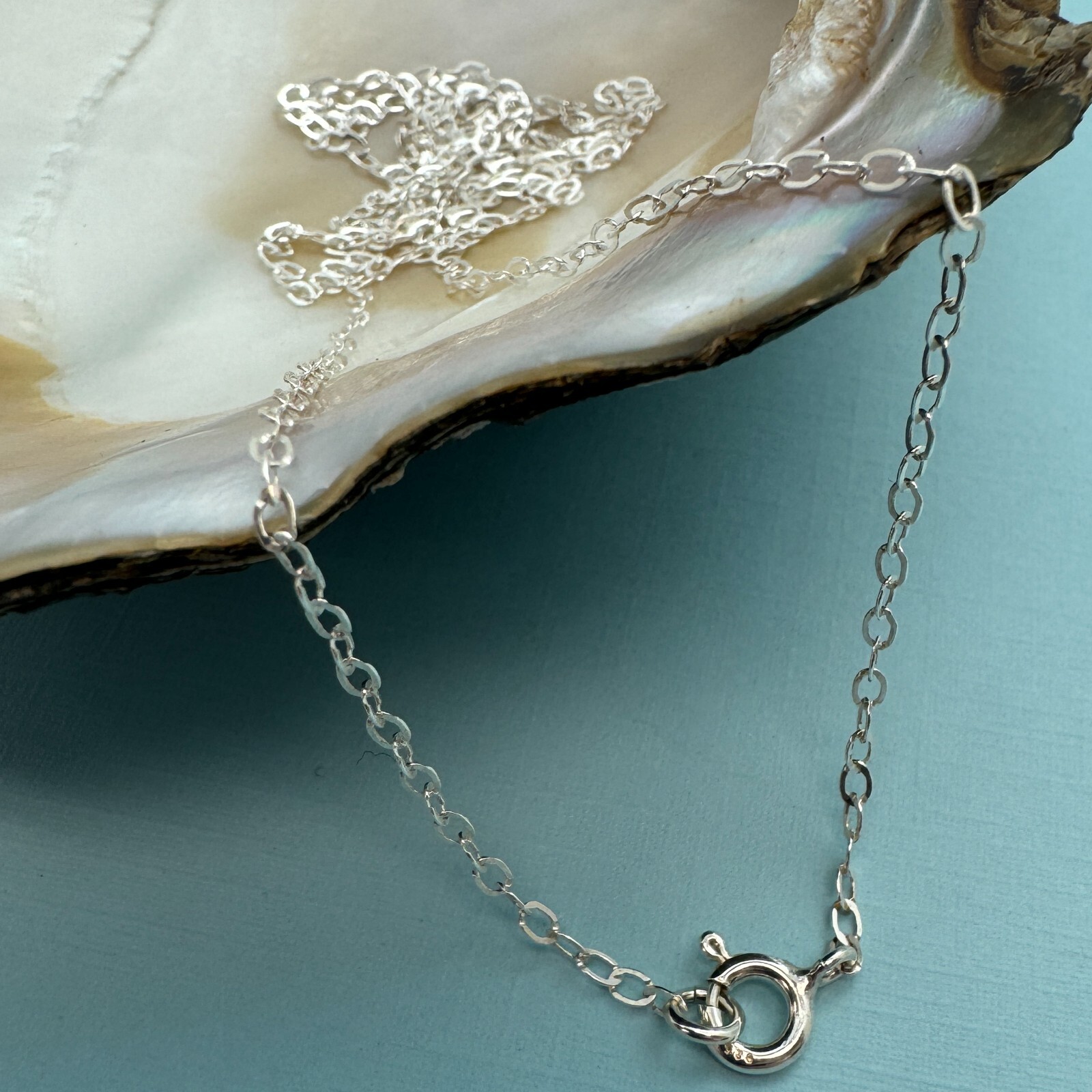 Rhodium Plated Sterling Silver Necklace, Bracelet, Anklet- 2mm Flat Cable Chain