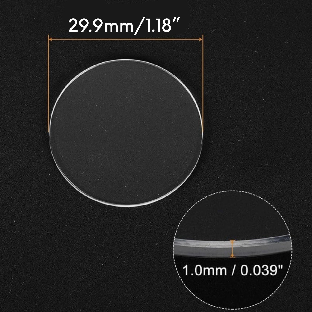 New 29.9 mm X 1 mm Watch Crystal – Flat Round Mineral Glass