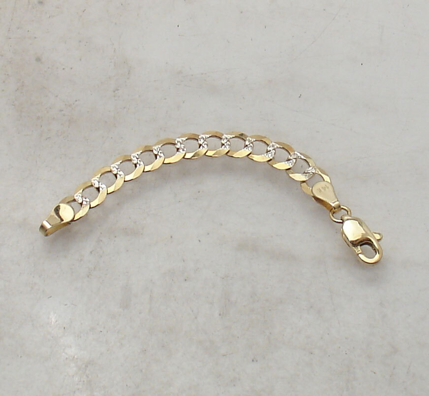 4.7mm Solid Diamond Cut Curb Chain Necklace Extender REAL 14K Yellow White Gold