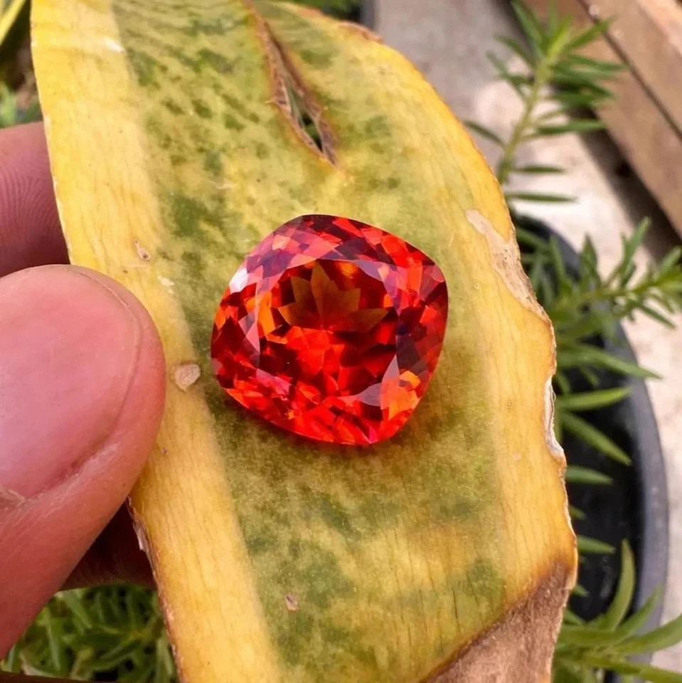 AAA 16.20 Ct Flawless Natural Orange Sapphire Cushion Certified Loose Gemstone