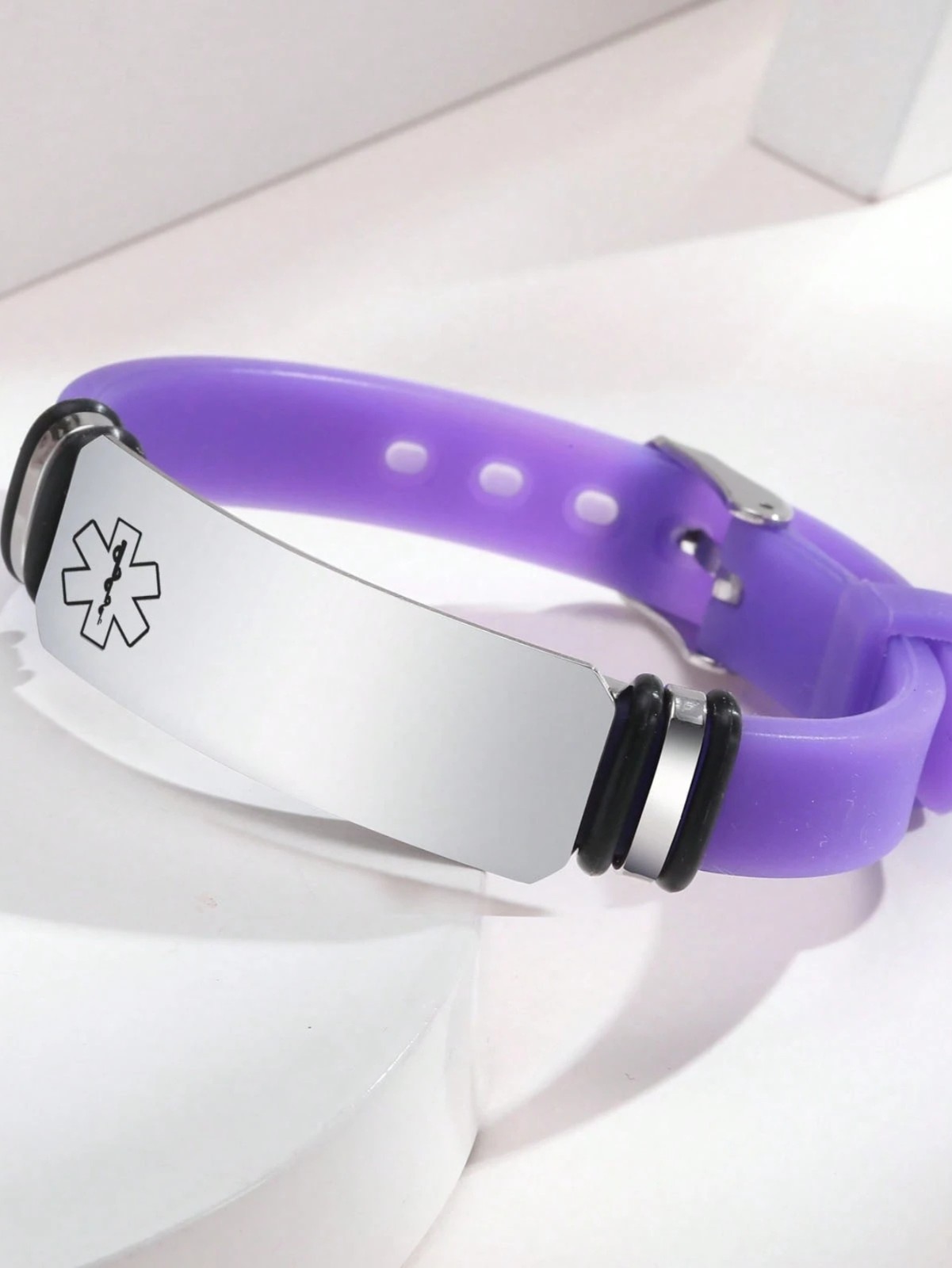Free Engraving Medical Alert ID Women Men Kids Bracelet Black Silicone Wristband