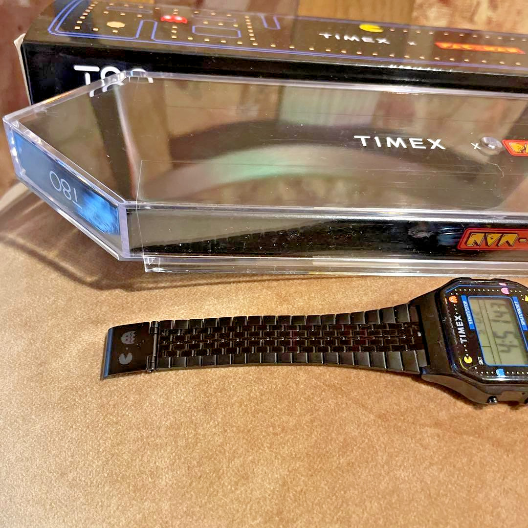 TIMEX x PAC-MAN 40th Anniversary Black Digital Watch Original Box Clean Arcade T