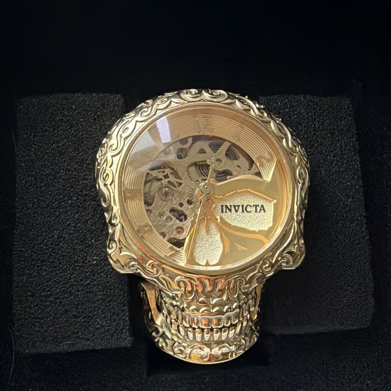 Invicta Artist Series Automatic Skeleton Skull Gold-Tone 48mm 200m SS Bracelet