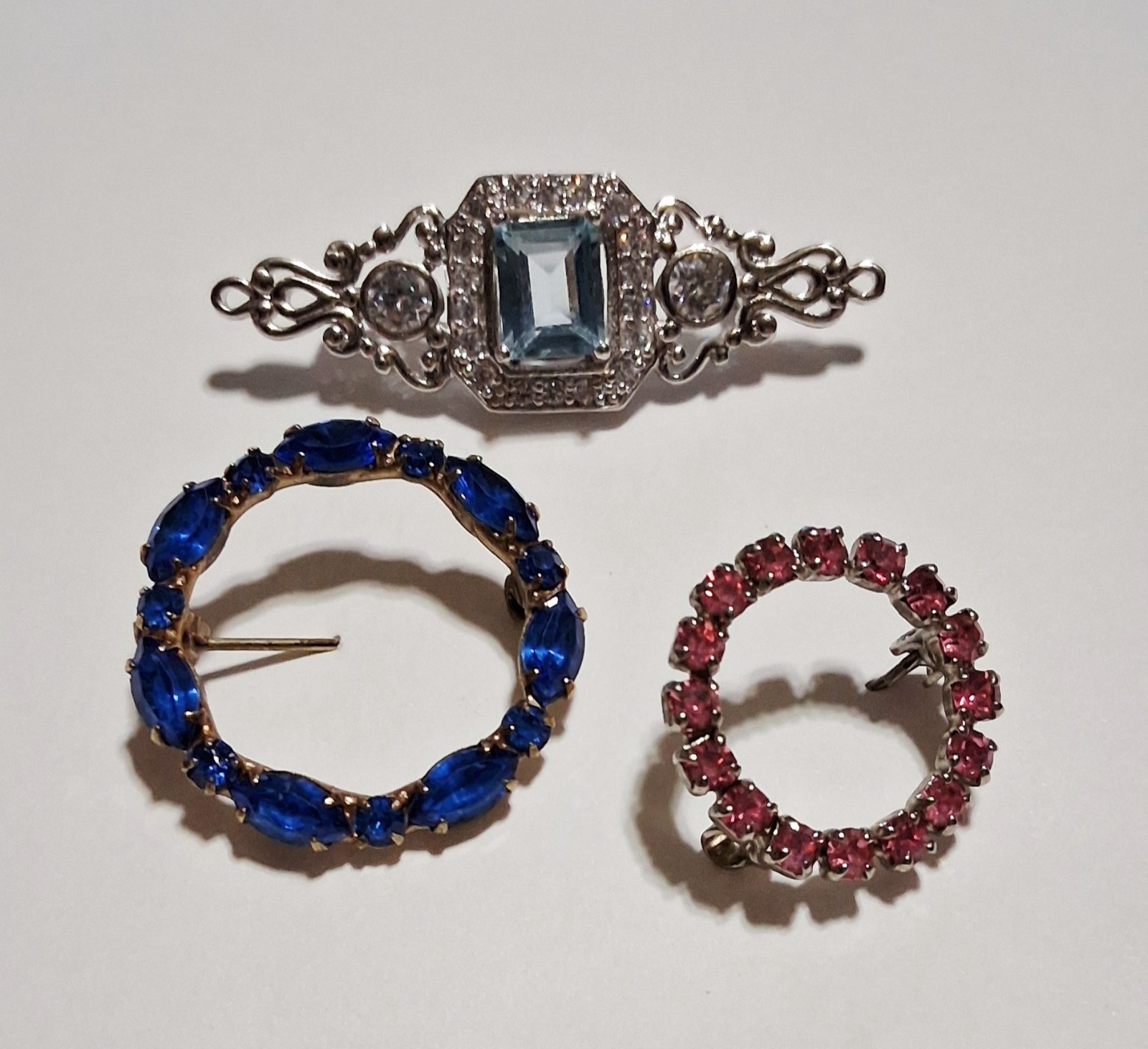 Cluster 3 Pins Vintage 2 Circle & 1 Bar Pins Alexandrite