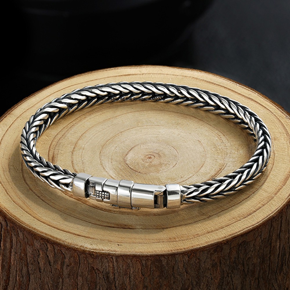 Real S925 Sterling Silver Bracelet 6mm Wheat Link Chain Women Men 7.1-8.7inch