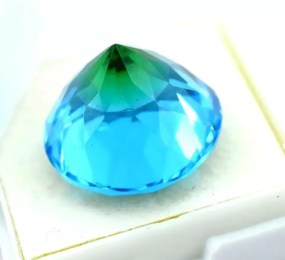 Pitambari Sapphire Round Cut Natural 20 Ct Bi-Color Certified Loose Gemstone