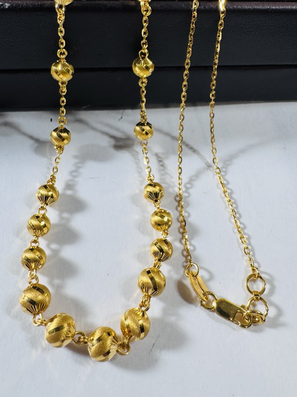 Women’s 22K 916 Yellow Real Gold Balls Beads Chain Necklace 20 Inch 11.93g