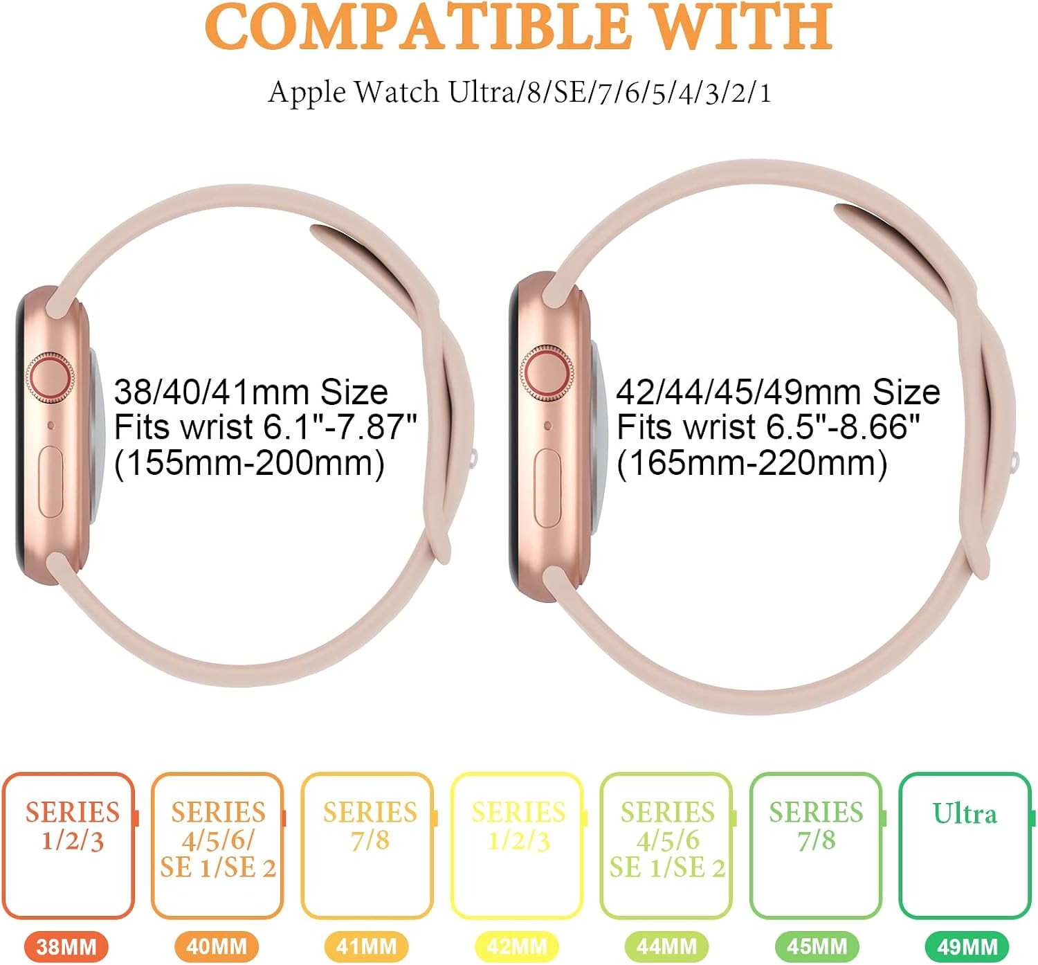 6 Pack Sport Silicone Bands Compatible with Apple Watch Band Women Men | Soft St