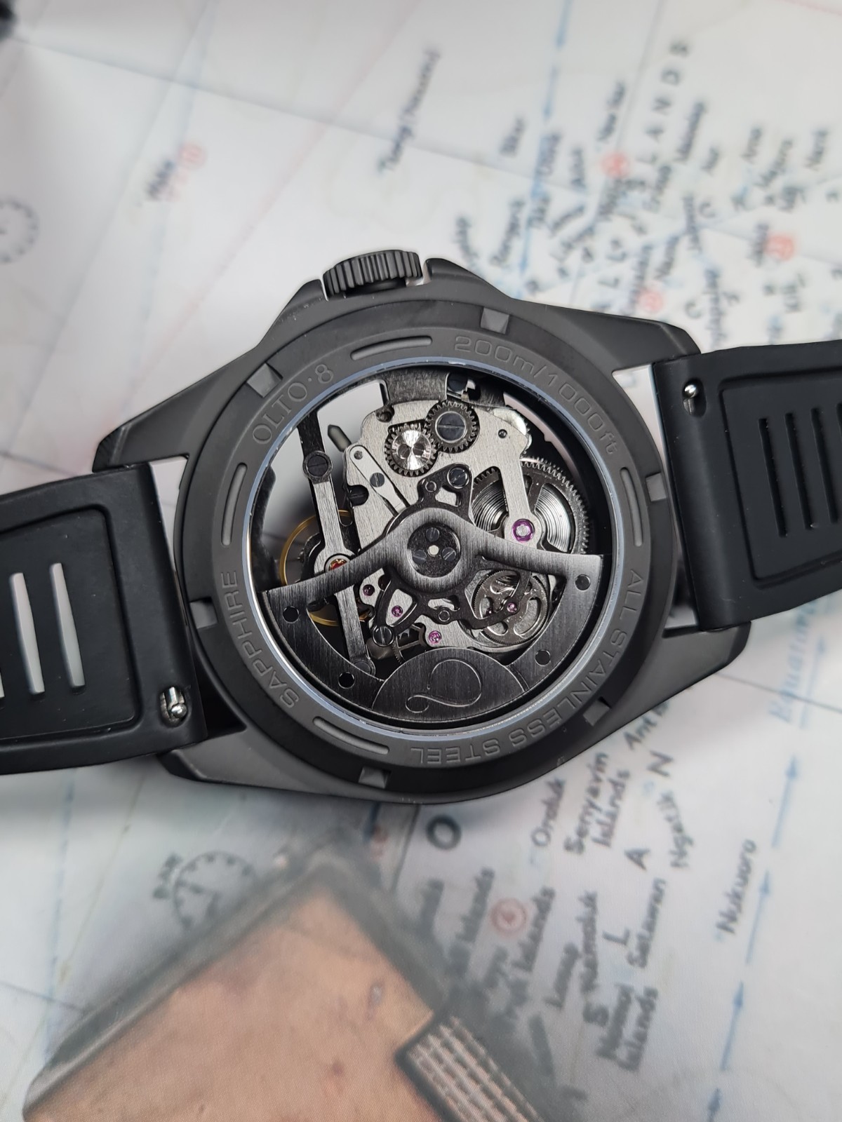 Olto 8 Tide X Skeleton Dive watch automatic mens sports diver watch -used