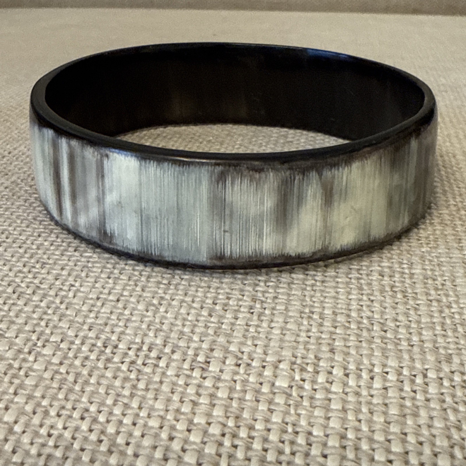 Vintage Natural horn wide cuff Bracelet Dark Brown Ivory Boho Handmade