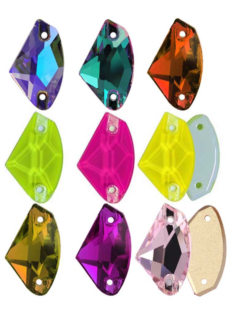 Glass K9 Strass Edges with Chamfers 3256 Rhinestones Galactic Sew on Stone Craft
