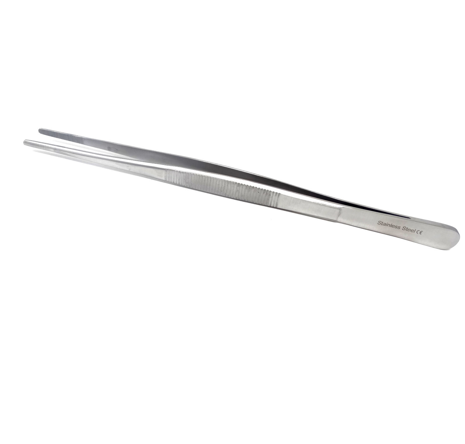 New 12″ EXTRA-LONG Tweezers Stainless Steel Straight Blunt Serrated Jaws