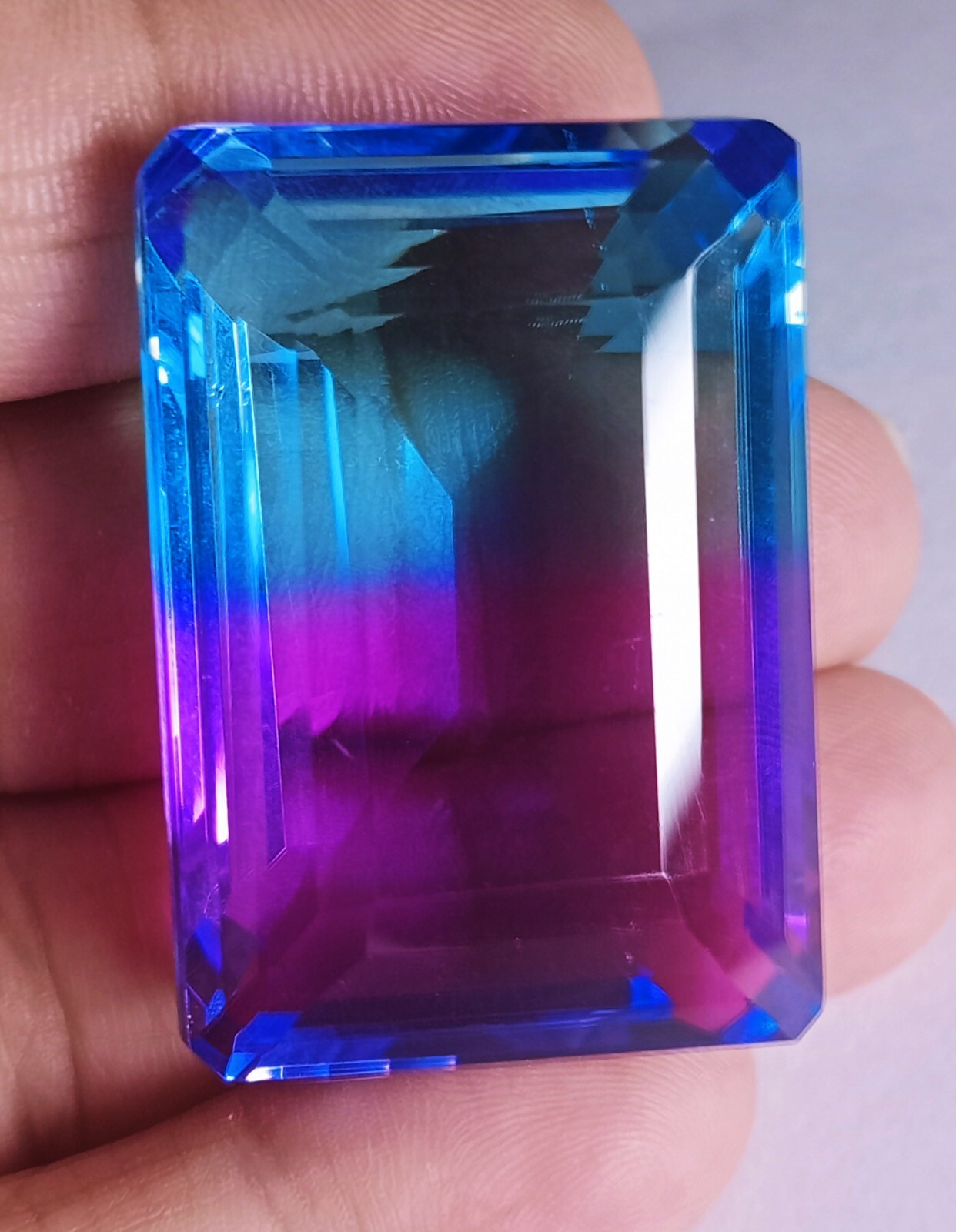 Flawless EGL Certified 111.90Ct Tourmaline Bi-Color Emerald Shape Loose Gemstone