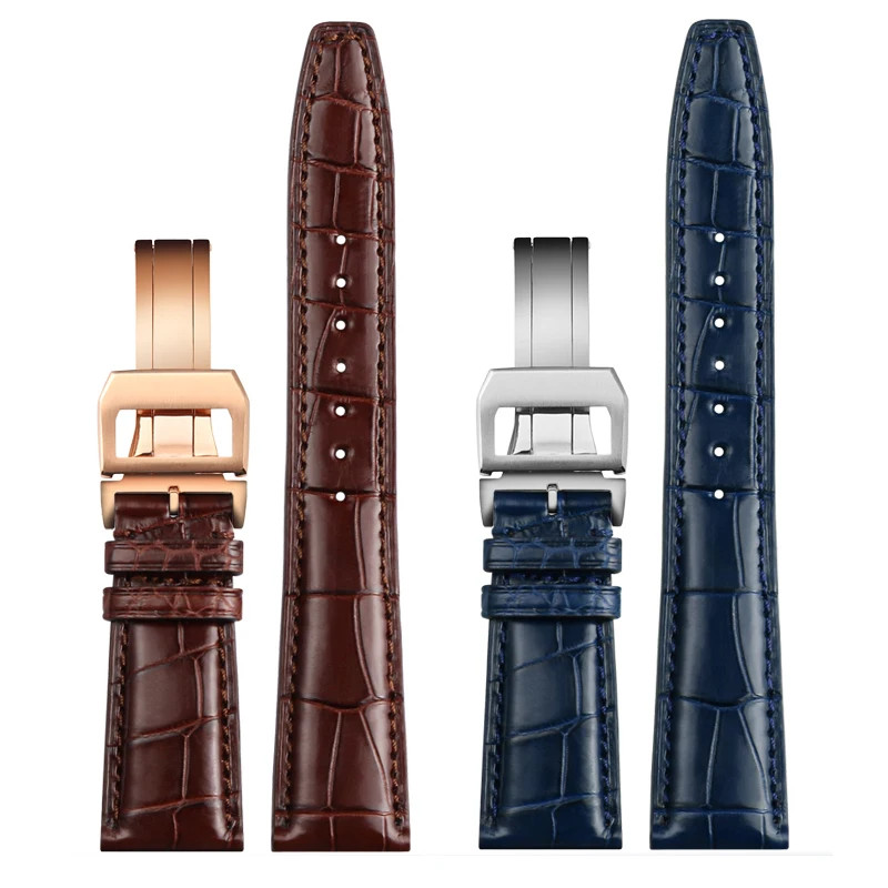 Cro.co.dile Skin Watch Strap For IWC Portugieser Portofino Pilot 21 22mm Folding