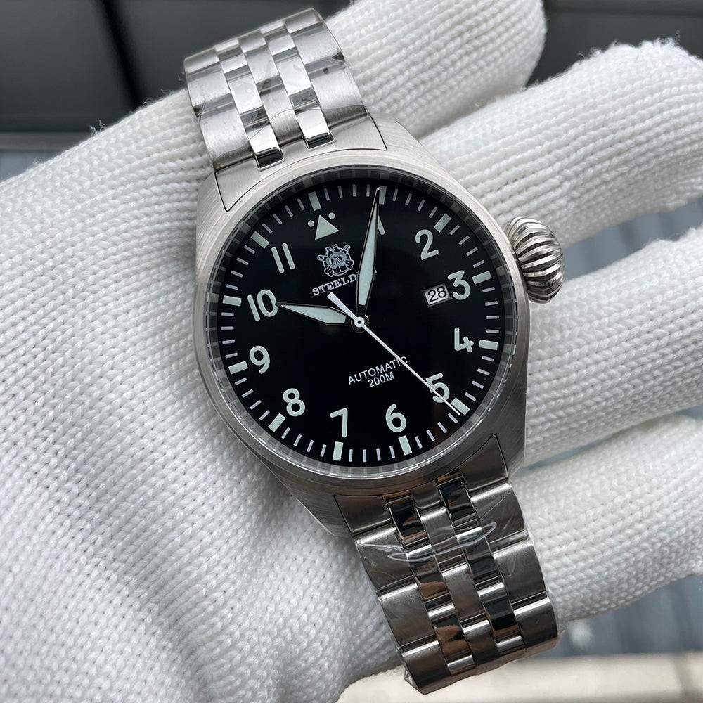 STEELDIVE SD1930 Mens 43mm 200M Automatic Dive Watch NH35 Steel