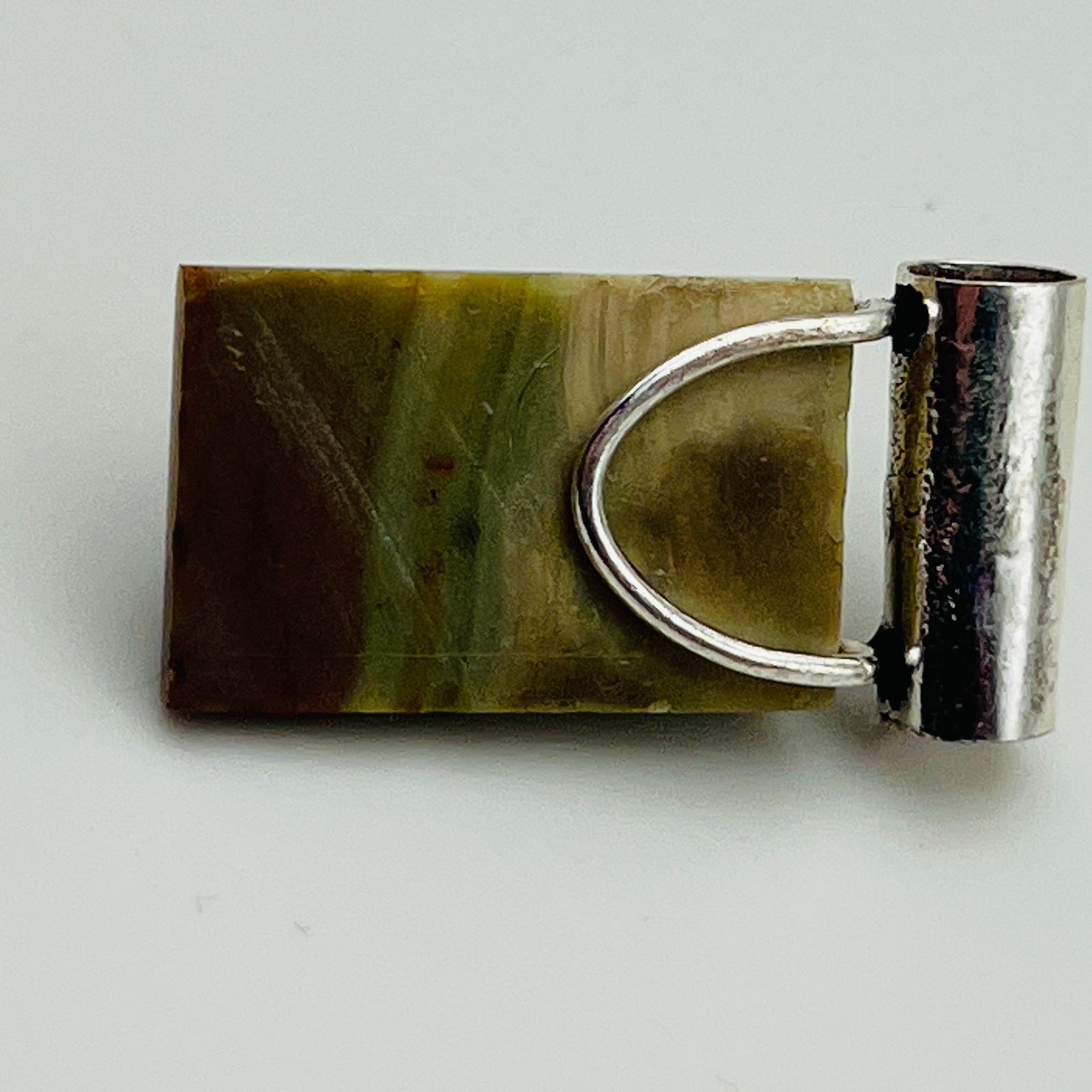 Artisan Pendant Rectangle Stone Yellow Accent Silver Tone Modern Statement