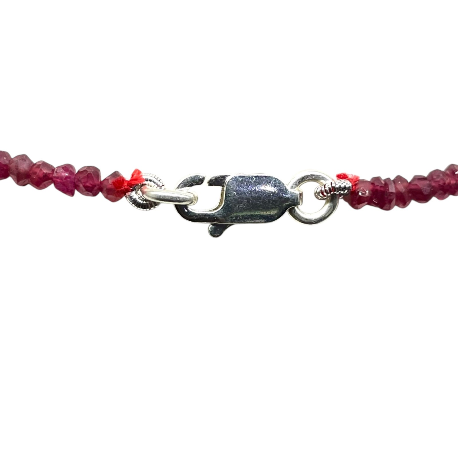 18″ Natural Ruby Necklace 2.5-5mm Sparkling Red Faceted Beads 925 Silver Clasp