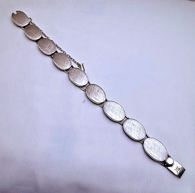 Vintage Belgiorno 900 Silver Modernist Oval Link Bracelet 1970s Argentina 7.25in
