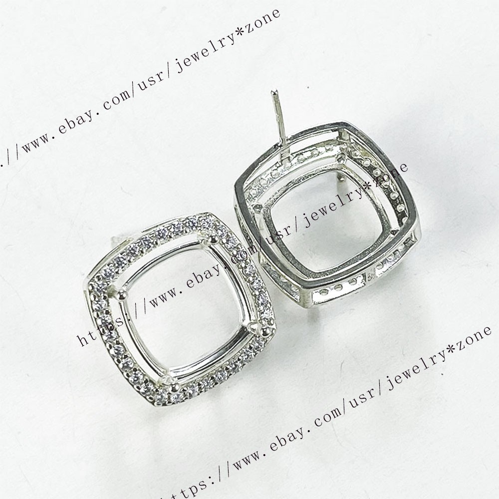 Pre Notched Sterling Silver Earrings Cushion 4x4mm to 14x14mm Semi Mount Dangle