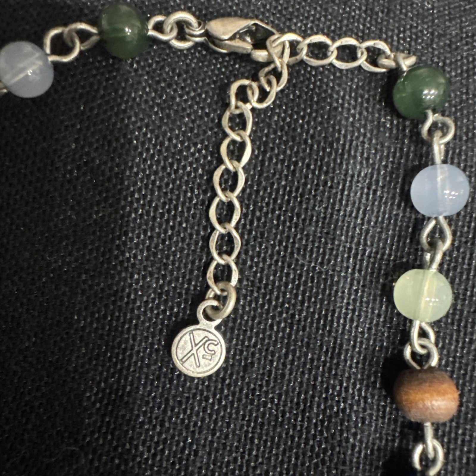 XC Lovely Green Blue And Brown Faceted Beaded Necklace