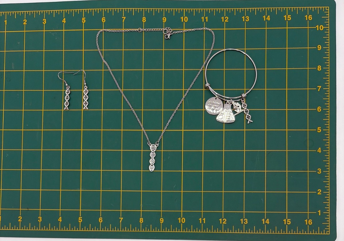 DNA Double Helix Jewelry Necklace Bracelet Earrings Nerdy Science Biology