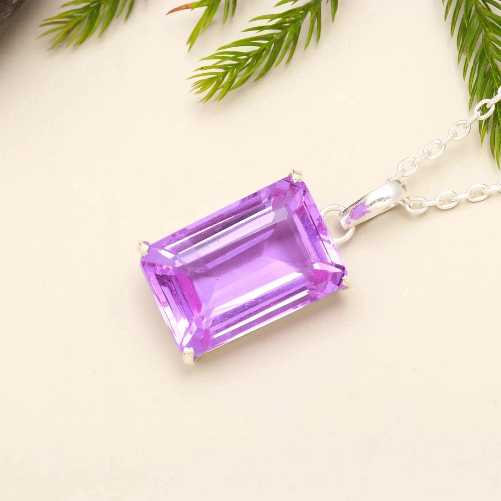 50.5 Ct+ Natural Purple Amethyst 925 Sterling Silver Pendant SG Emerald Gemstone