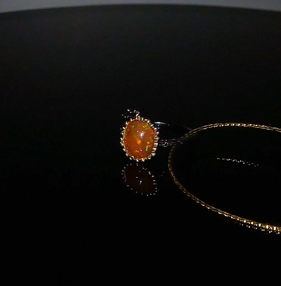 🔥🔥🔥Exclusive TOP FIRE OPAL Flower Ring in Silver and Gold, Size 17.75🔥UNIQUE
