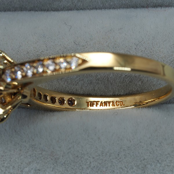 Auth Tiffany&Co. Ring Emerald Diamond Flora Continuous Row US6-6.25 18K YG