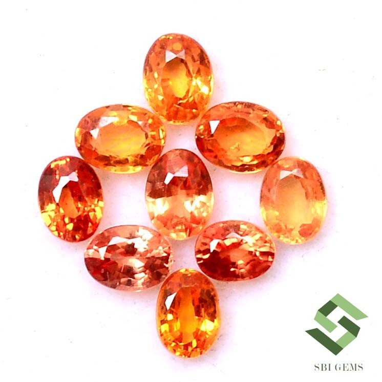 2.50 CTS Natural Orange Sapphire Oval Cut 4×3 mm Lot 10 Pcs Faceted Loose Gems