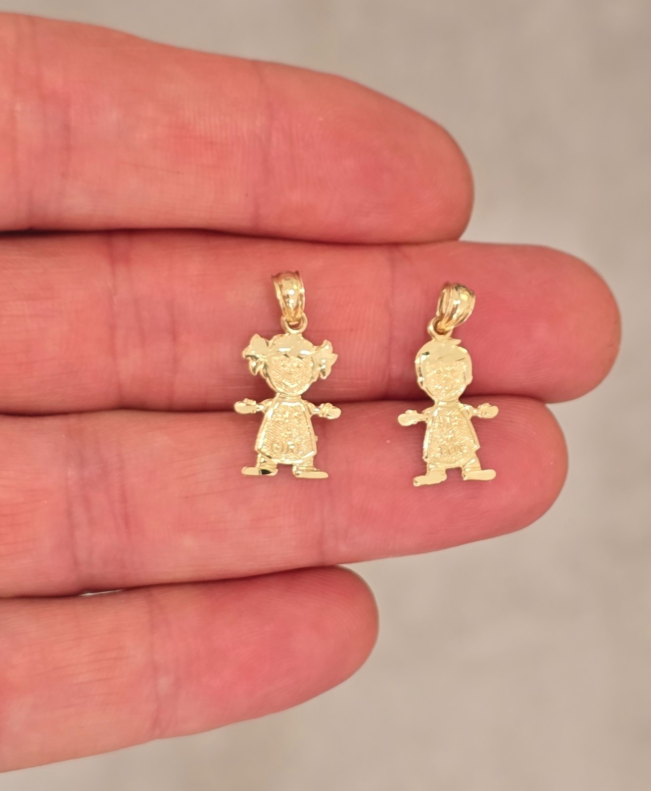 14k Solid Yellow Gold Boy Girl Ninio Children Baby Shower Gift Pendant 12x20mm