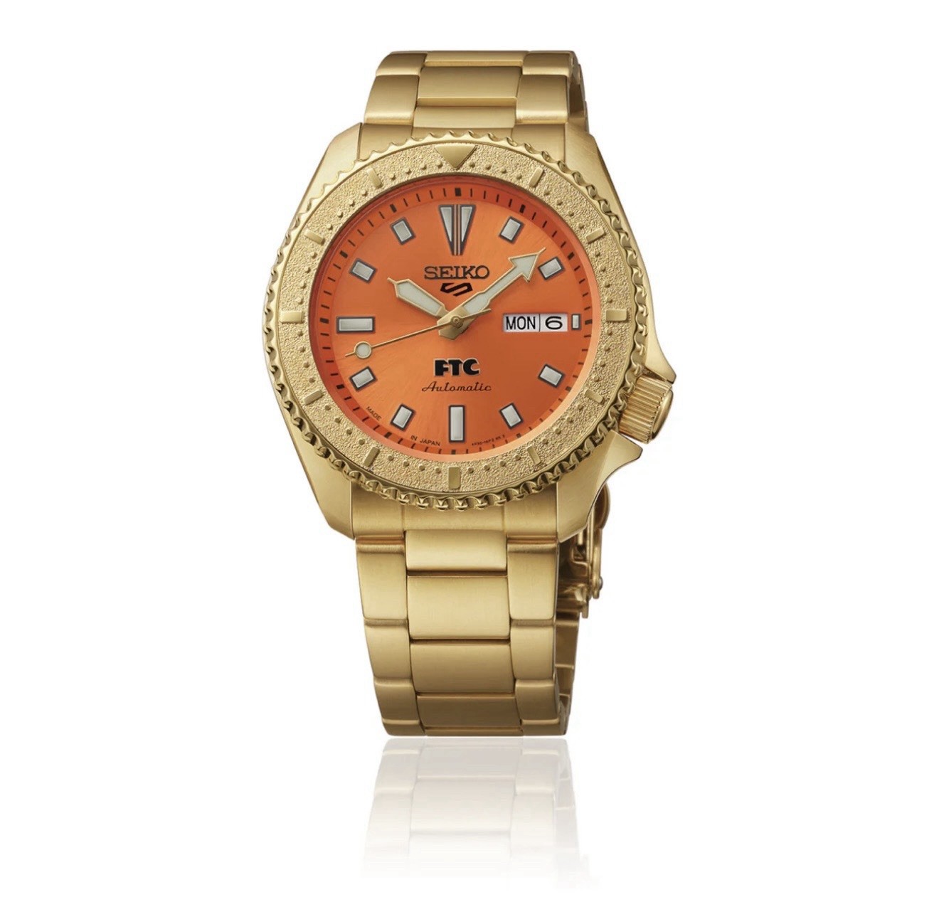 FTC Exclusive Seiko 5 Mens Orange Gold Watch HDB012 067/663 Automatic