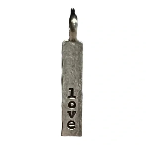 Thirty-One JK Love Rev Stamp Charm Antique Pewter Tone 2″ Length New