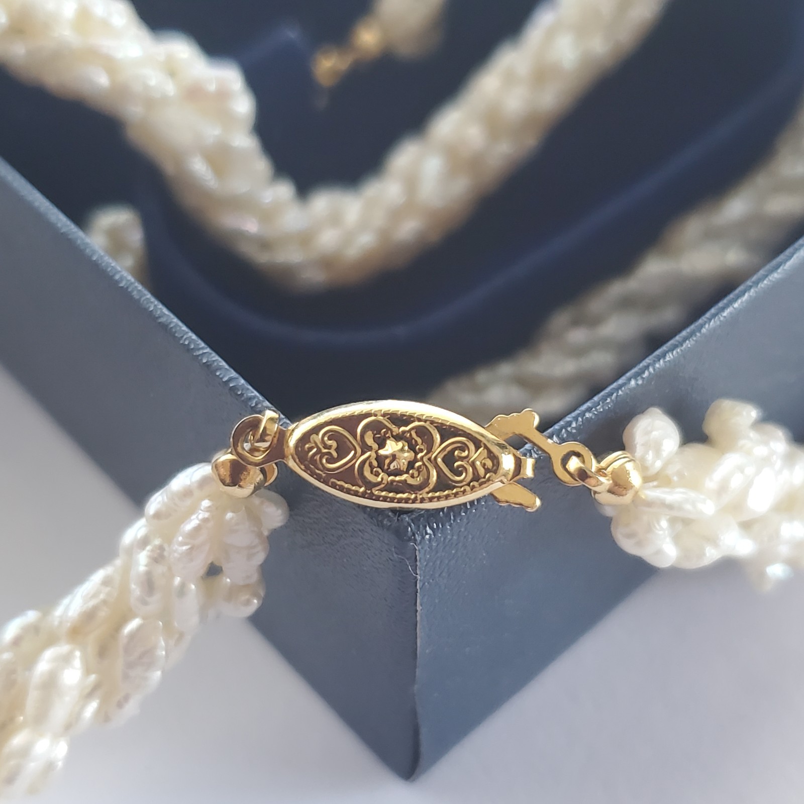 Multi-strand Rice Freshwater Pearl Set With Fish Hook Clasp,