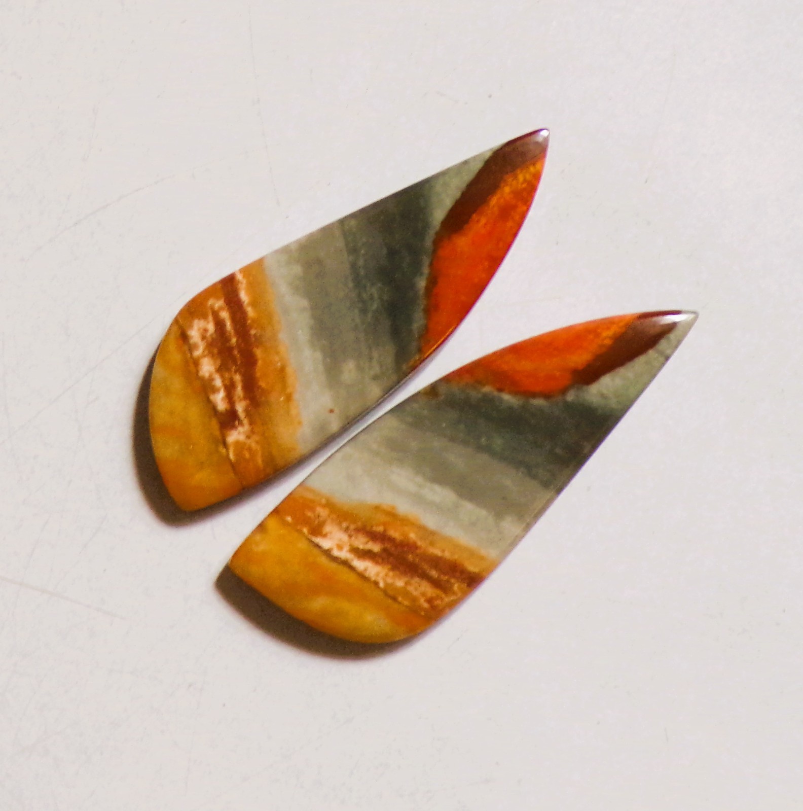 20.40 Cts Natural Polychrome Jasper Cabochon Match Pair Gemstone 31X12MM 03