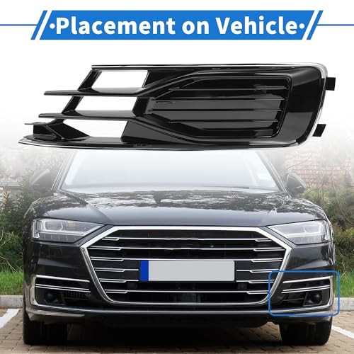 1pc Fog Light Grill for Audi A6 C7 2014-2018 Durable ABS Black Silver Tone