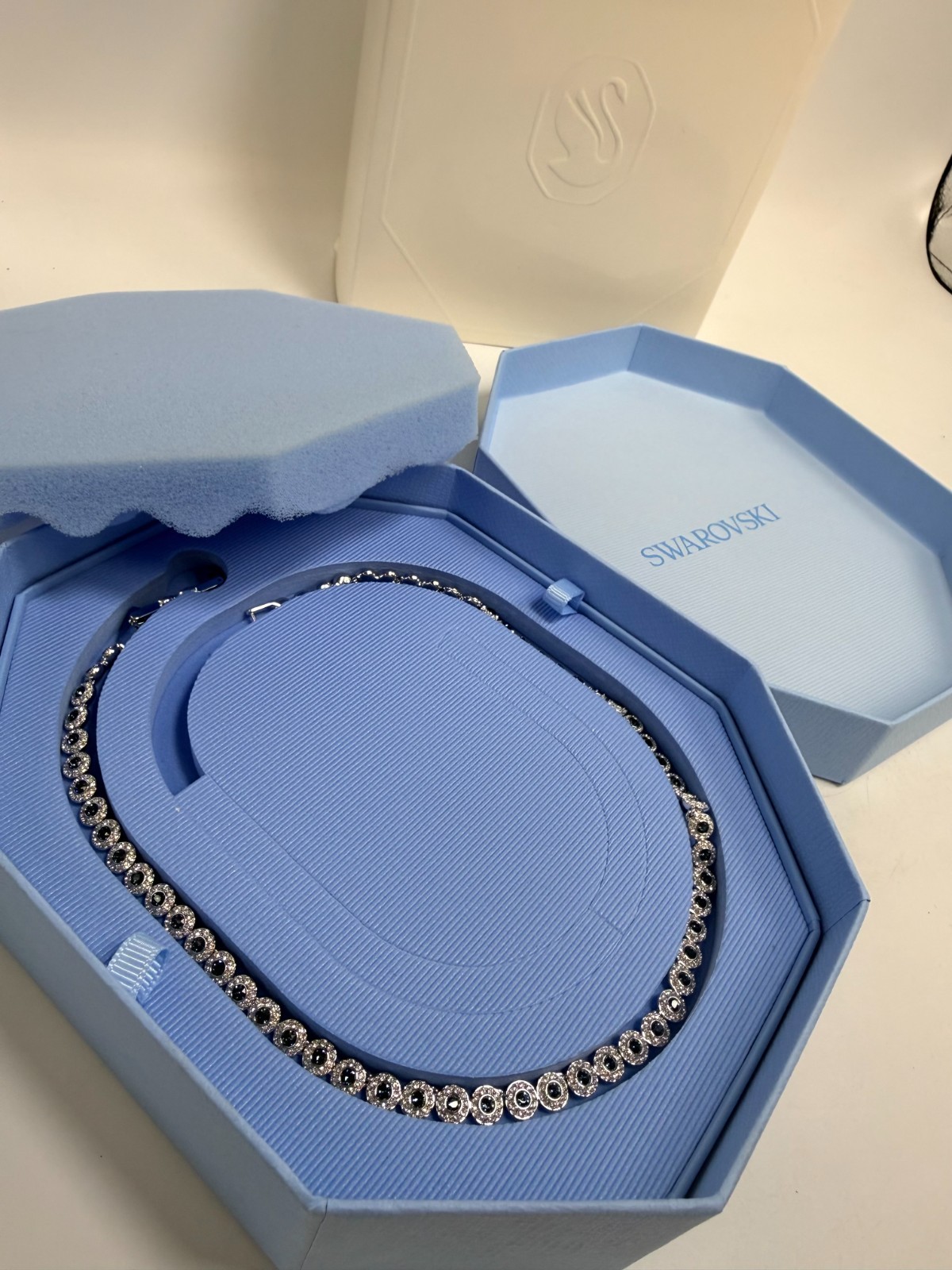 Swarovski Una Angelic Tennis Necklace Round Cut Rhodium Plated *NEW IN BOX*